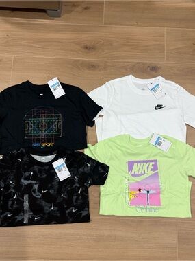 Nike Kids Short-Sleeve Graphic Tee Bundle - White, Black, Light Green